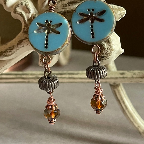 ARTISAN Earrings - “Summer Dragon” Dangles - Picture 3 of 9